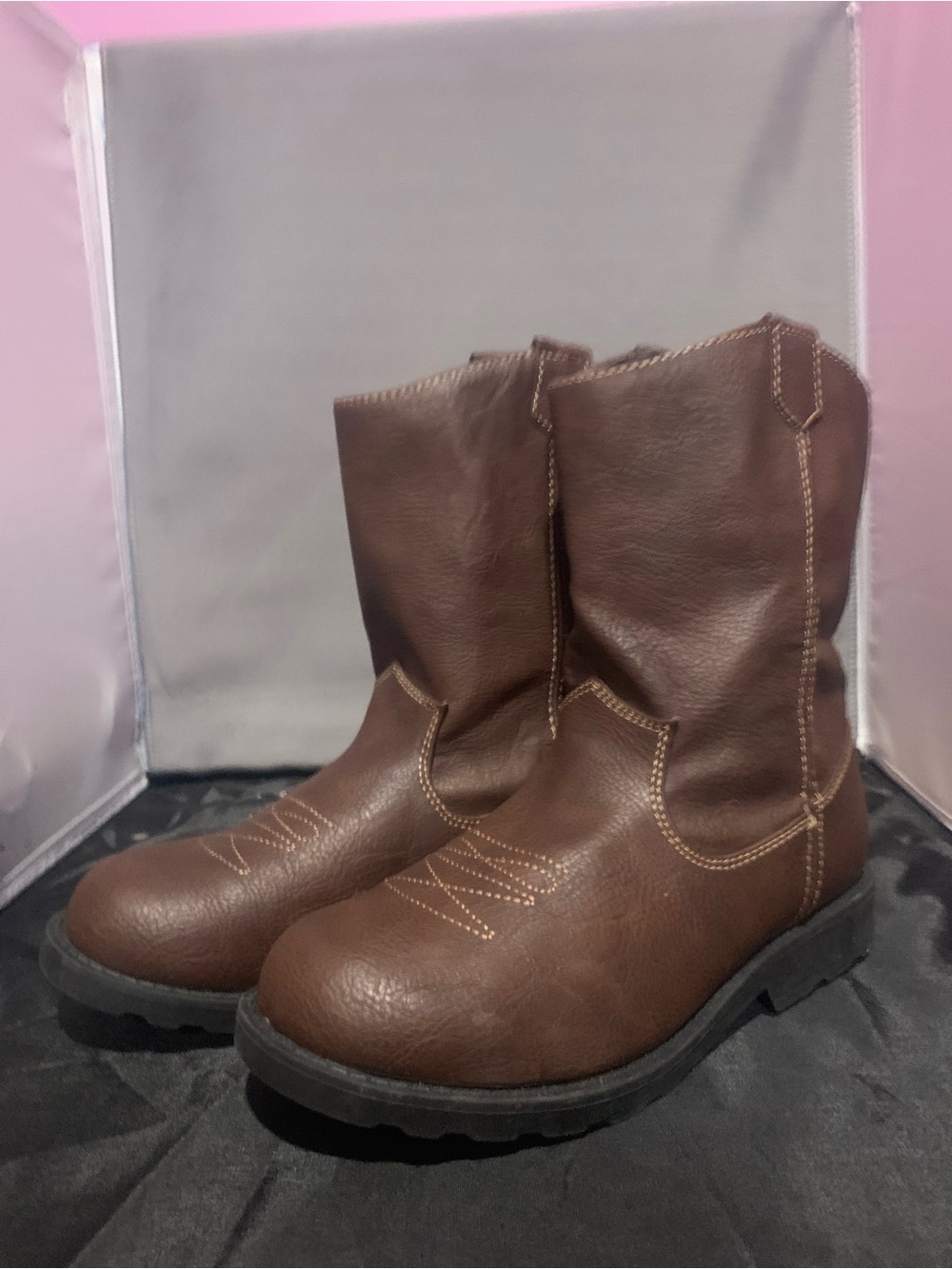 Faded Glory Brown Kids Western Pull-On Boots